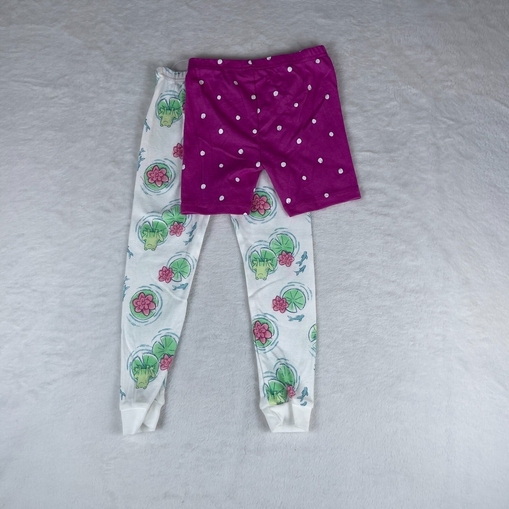 Lot of 2 Pajama & Shorts Set Girls 4T White Maroon Patterned Comfy Elastic Waist